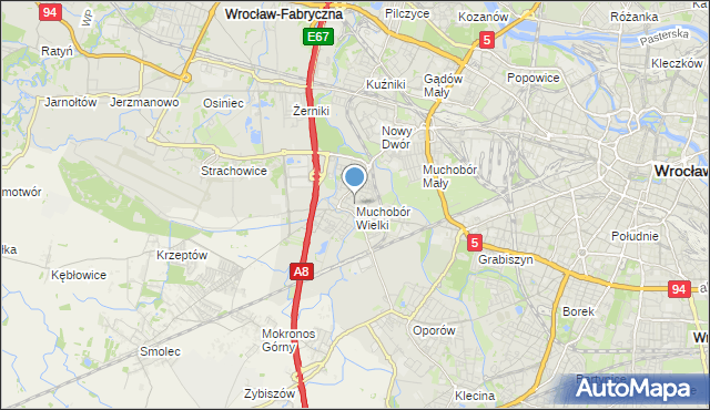 mapa Muchobór Wielki, Muchobór Wielki na mapie Targeo